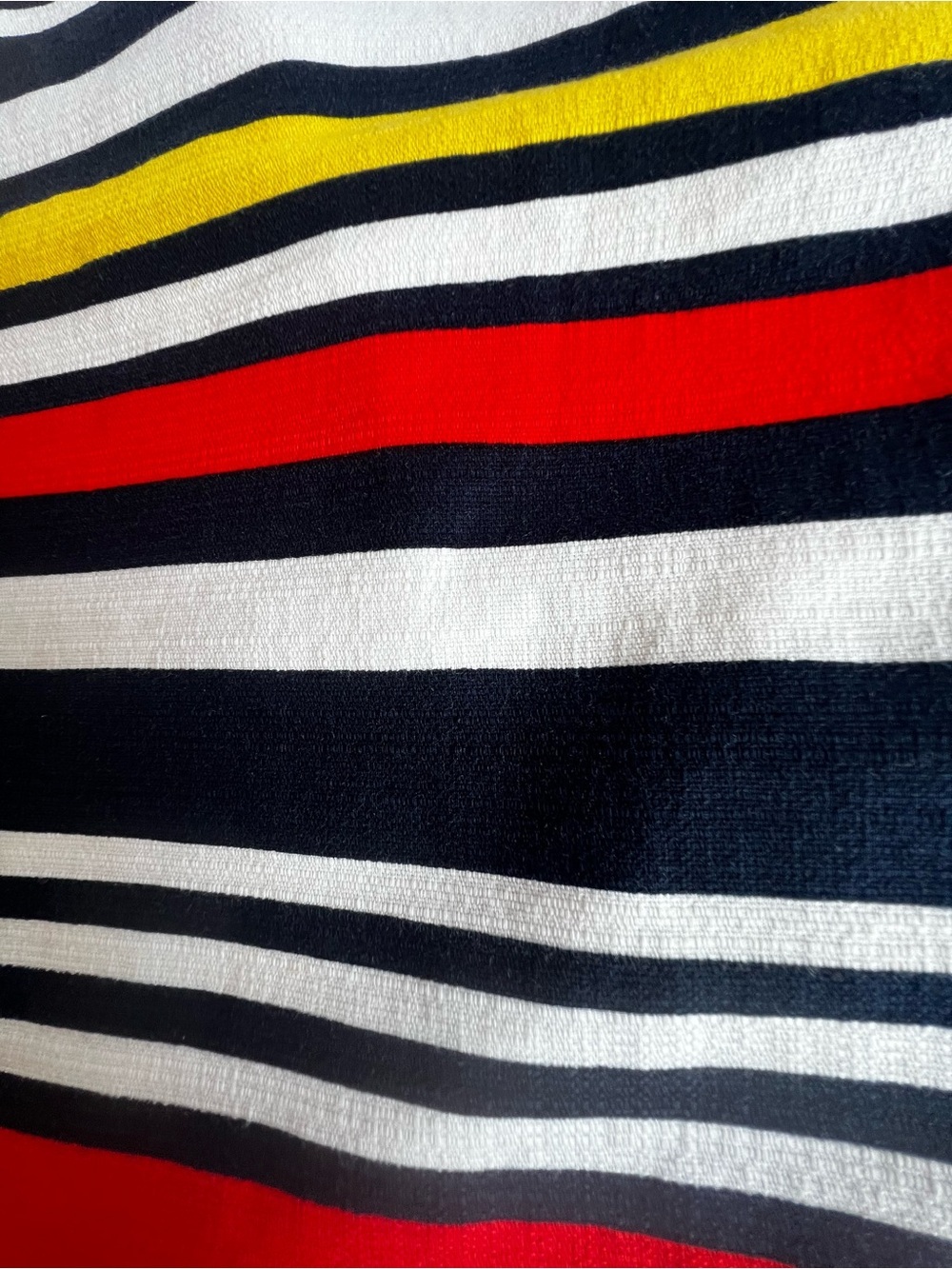BANANA REPUBLIC BLACK/WHITE/RED/YELLOW STRIPED PENCIL SKIRT. SIZE 10. 
LINED - Picture 8 of 9